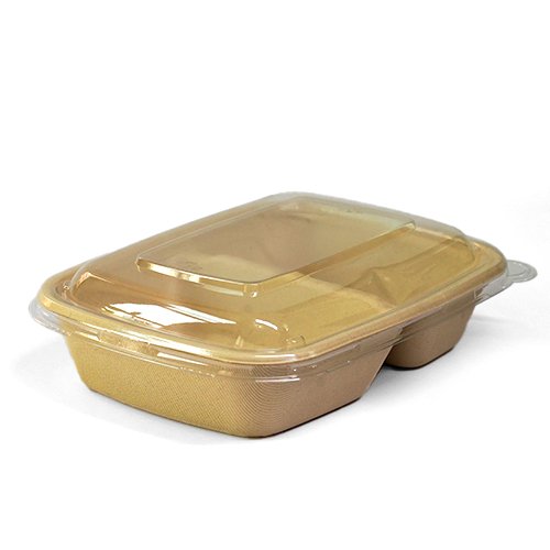 ECO Bagasse Rect 2 Compartment + Lid