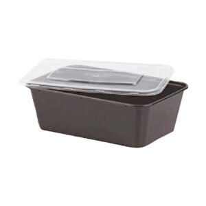Black Microwavable Rect Cont + Lids